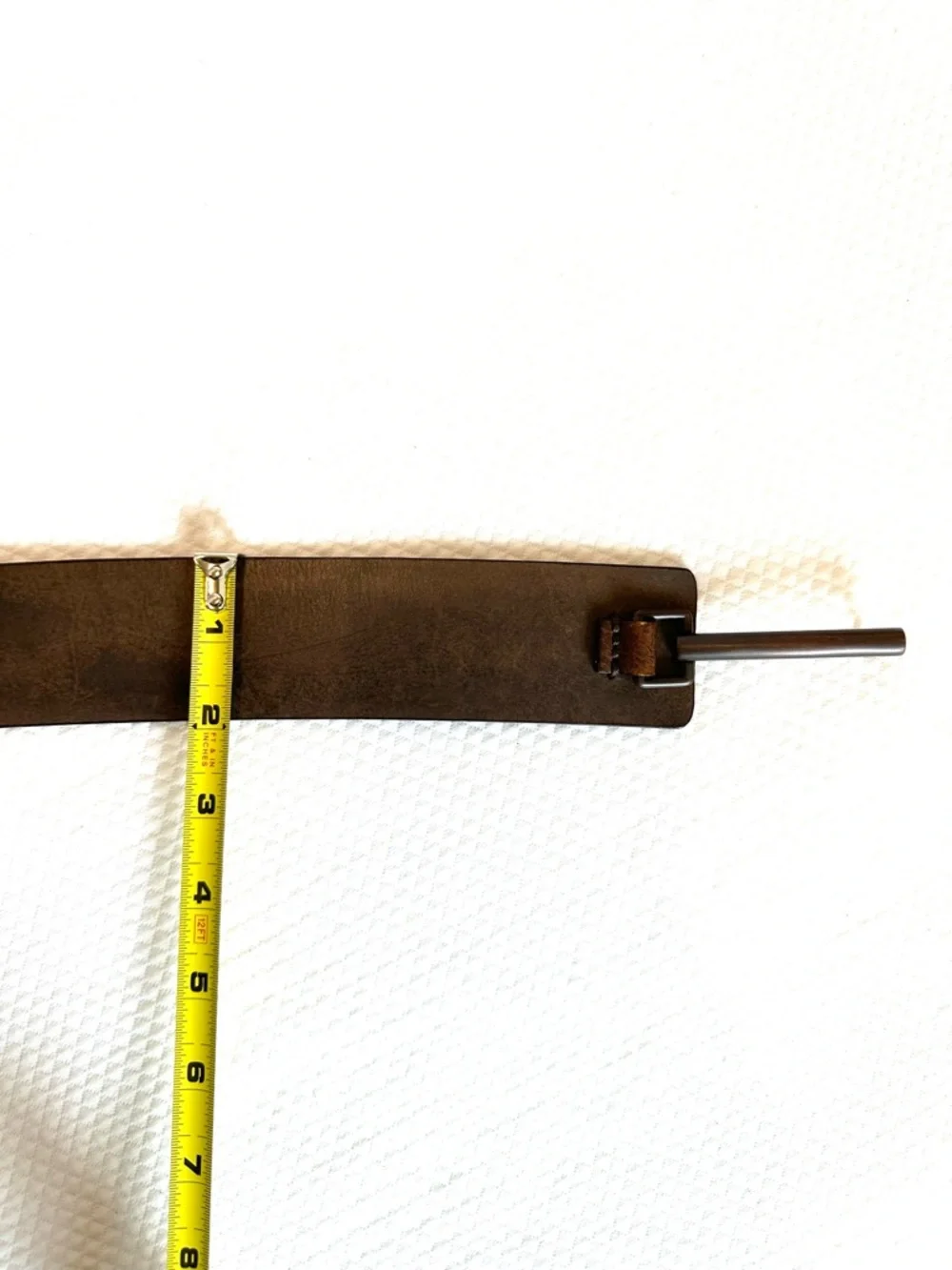 Kenneth Cole Wide Modeled Brown Leather Belt Minimalist Buckle Festival